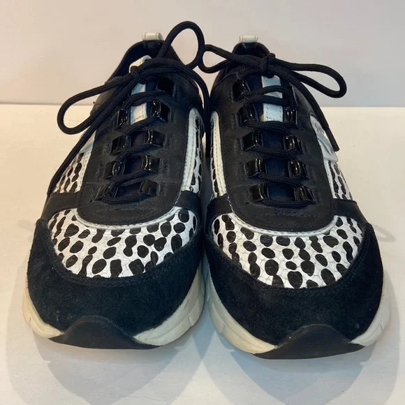 Geox Respira size 7 black and white snakeskin print leather suede neoprene inner - Picture 2 of 11